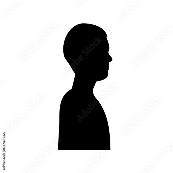 Fototapeta Monochrome silhouette depicting a person's side profile on a plain background