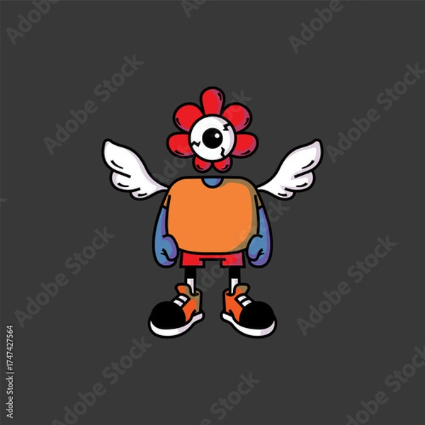 Obraz Unique Flower Creature with White Wings.eps