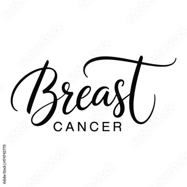 Fototapeta Breast cancer awareness word art with elegant script and bold typography