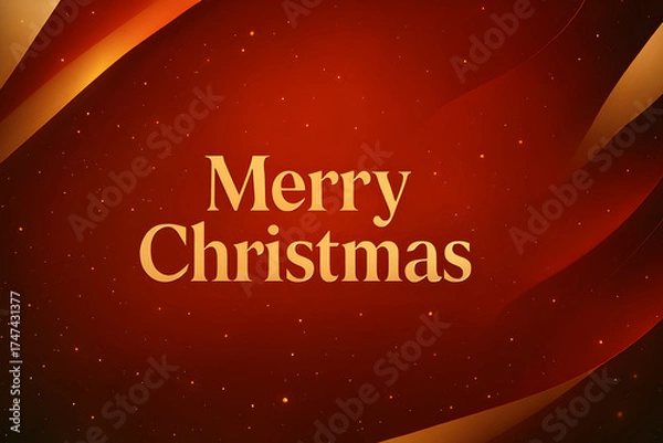 Fototapeta Merry Christmas Typography on Red and Gold Abstract Background – Elegant Holiday Greeting Design