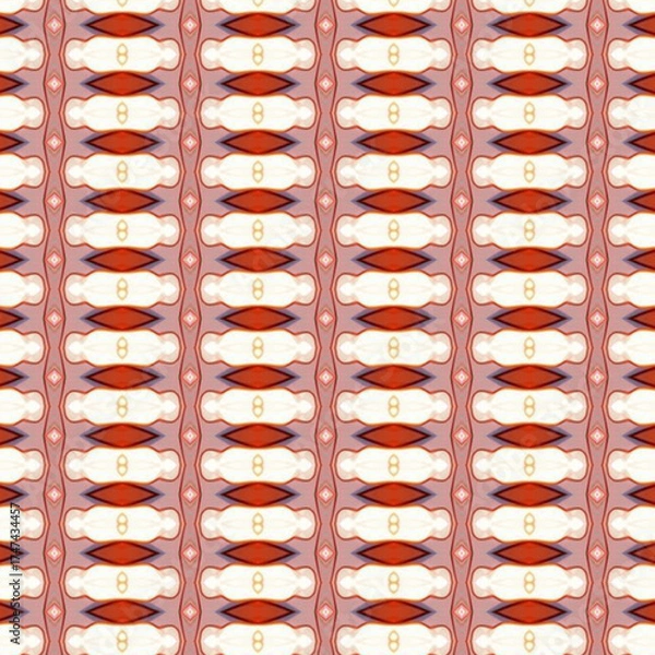 Fototapeta Seamless geometric pattern in warm brown and cream tones, featuring symmetry, abstract design, and stylish texture for art or textile applications.