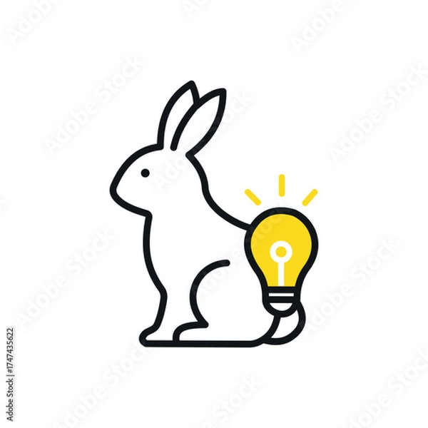Fototapeta Conceptual Innovation A Rabbit With A Bright Idea Depicted By A Lightbulb Symbolizing Creativity And Intellectual Inspiration