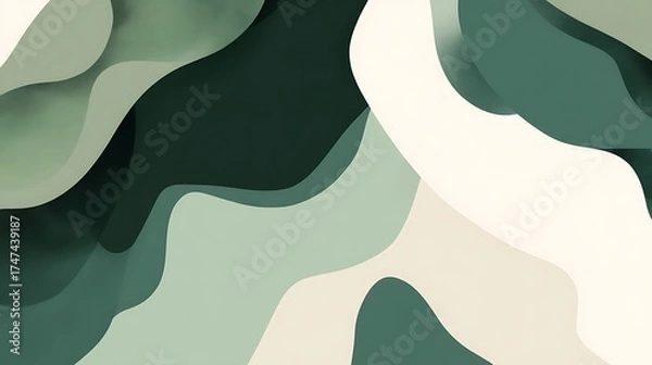 Fototapeta Organic Abstract Composition with Subtle Green Tones and Dynamic Shapes