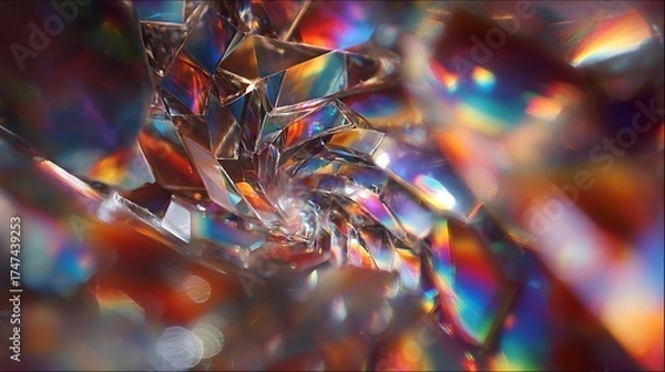 Fototapeta Prismatic Fragments: A Kaleidoscope of Light and Crystalline Shards Abstract