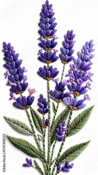 Obraz Intricate Beaded Lavender Floral Arrangement on White Background Detailed Craftsmanship