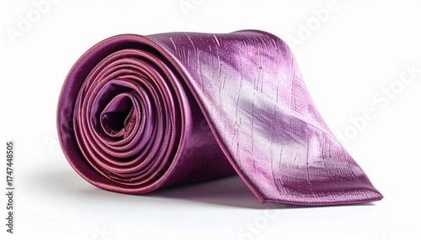 Obraz Rolled Purple Silk Necktie with Abstract Texture on White Background