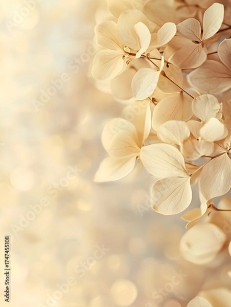 Fototapeta Soft Focus Dried Hydrangea Flowers with Bokeh Background
