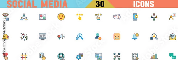 Fototapeta Diverse social media icons collection for web and app design projects vector