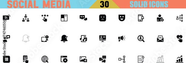 Obraz Collection of social media icons set for digital marketing and online communication vector