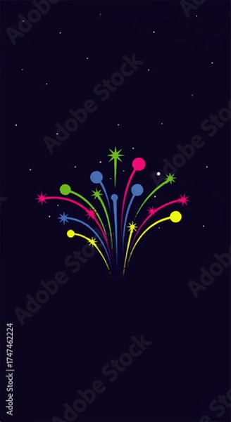 Fototapeta Colorful Fireworks Bursting in Night Sky.