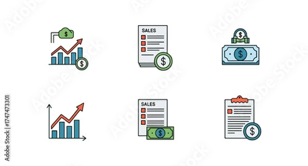 Fototapeta Business growth icons collection