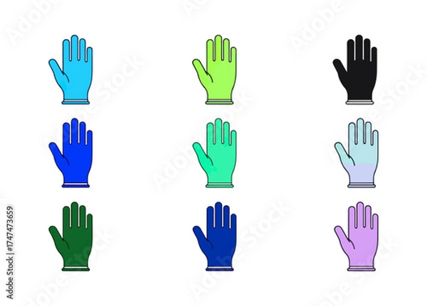 Fototapeta Colorful hand gloves illustrations