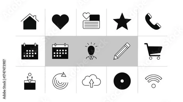 Fototapeta Collection of black and white vector icons