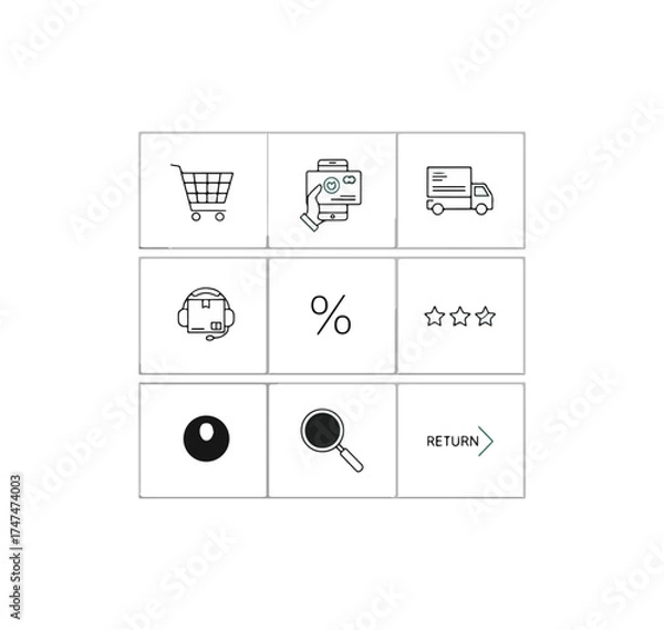 Fototapeta Ecommerce website icons