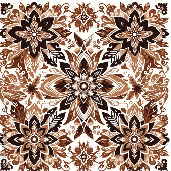 Fototapeta Javanese batik with floral patterns 