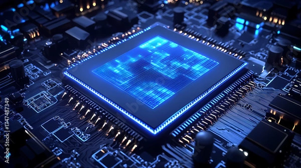 Fototapeta Advanced Microprocessor on Circuit Board