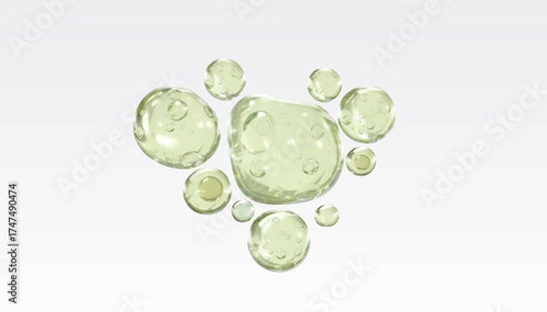 Obraz green bubbles on a white background. 3d rendering, 3d illustration.