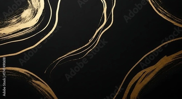 Obraz Gold line with black background