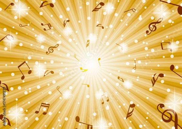 Obraz キラキラ降り注ぐ音符イラスト