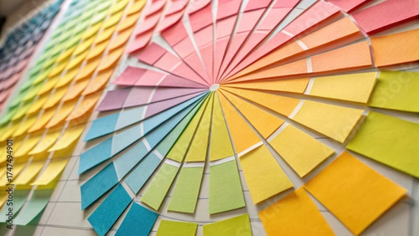 Obraz Brainstorming sticky notes idea generation colorful spiral display inspiring office mood