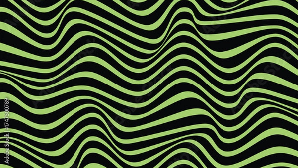 Obraz Psychedelic Waves Pattern With Green And Black