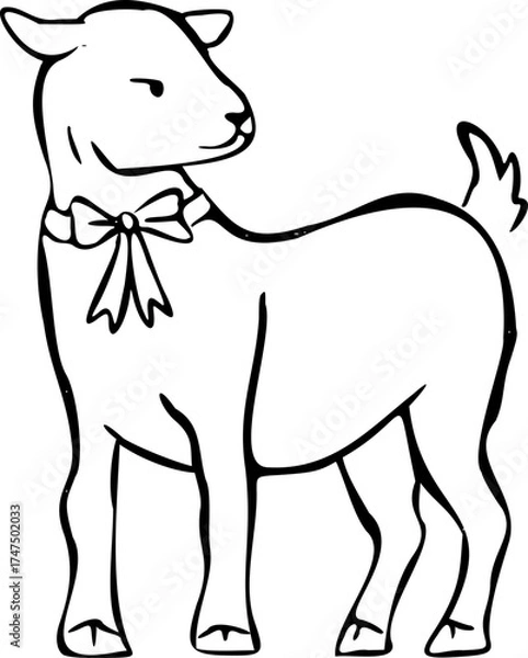 Obraz Hand Drawn Lamb with Ribbon