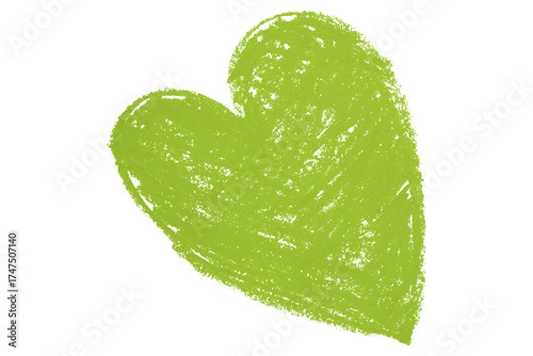 Fototapeta Valentine's Day Chalk Green Heart Shape Illustration Isolated on Transparent Background