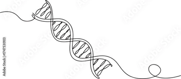 Fototapeta Continuous Line Drawing of DNA Helix Science and Biology Symbol Graphic