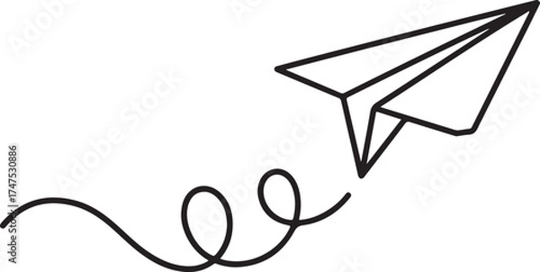 Fototapeta Continuous Line Art Drawing of Paper Airplane Travel and Adventure Symbol