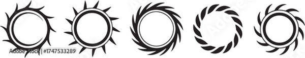 Fototapeta Set of Circular Decorative Black Shapes