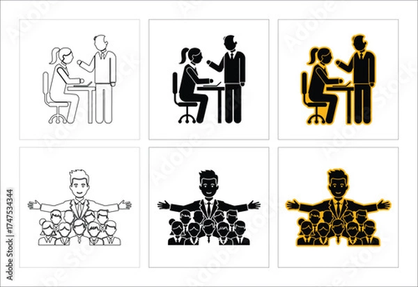 Fototapeta Business Communication Pictograms And Leadership Concepts For Corporate And Management Presentations Business Development