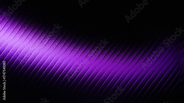 Fototapeta Abstract diagonal beam of vibrant purple light illuminating a textured dark surface with a subtle geometric pattern