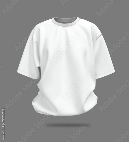 Fototapeta Blank oversized short sleeve t-shirt mockup in front view. 3D rendering, 3D illustration