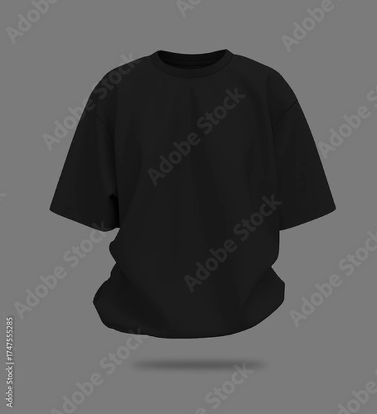 Fototapeta Blank oversized short sleeve t-shirt mockup in front view. 3D rendering, 3D illustration