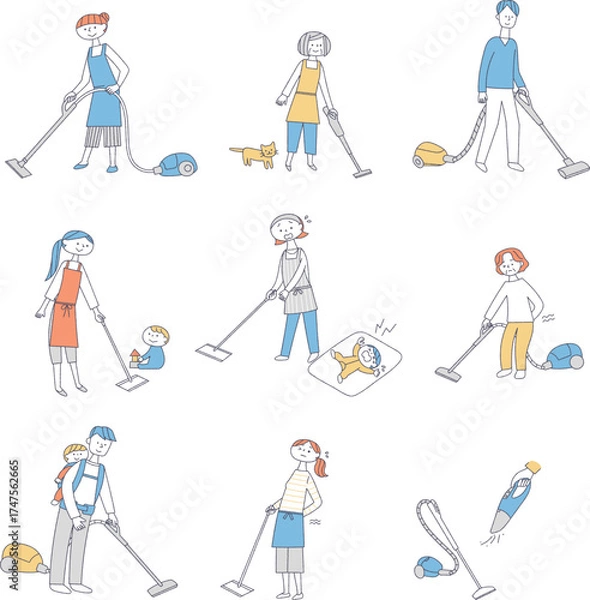 Obraz 掃除をする人物のセット