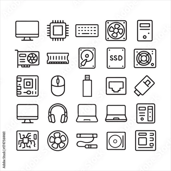 Obraz Various parts inside the computer vector icons.