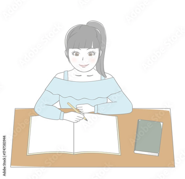 Fototapeta 勉強する女の子