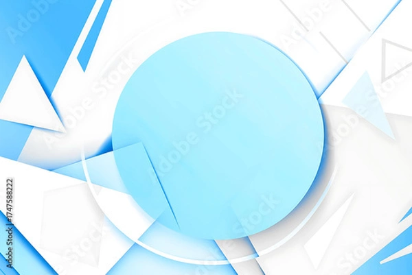 Fototapeta 青色と水色の立体的な幾何学模様の背景