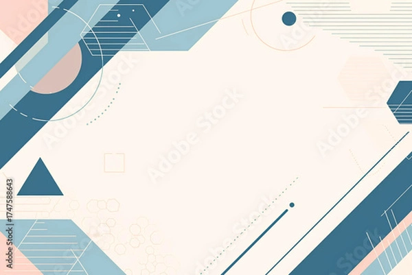 Fototapeta 青とピンクのポップでかわいい幾何学的背景