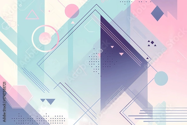 Fototapeta くすみパステルカラーのかわいい幾何学模様の背景