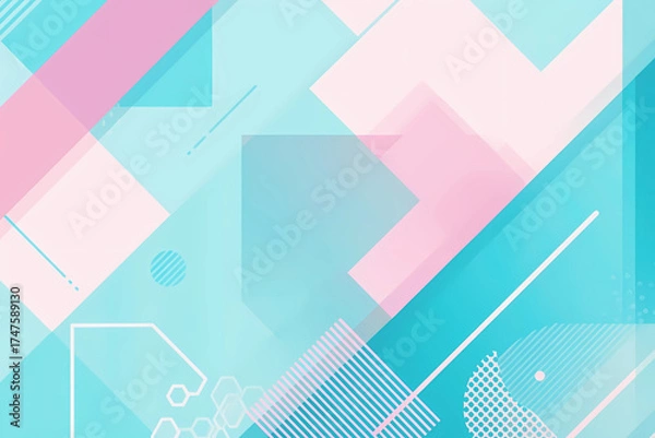 Fototapeta ピンクと水色のカラフルな幾何学的背景