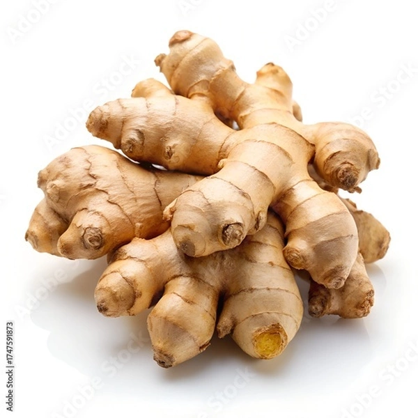 Obraz Fresh Ginger Root Pile Isolated on White Background