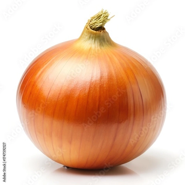 Obraz Golden Brown Onion with Dry Outer Skin on White yellow