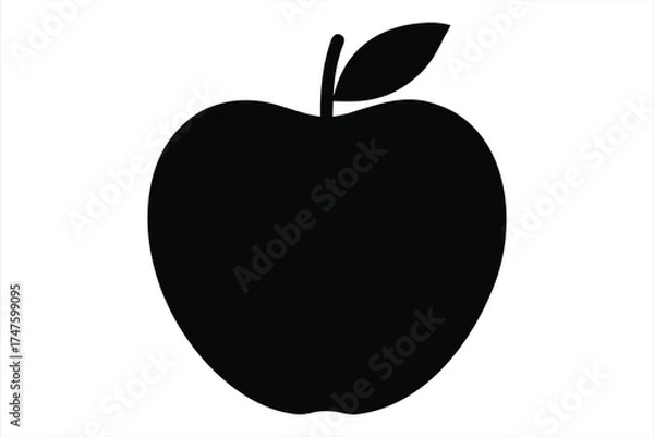 Obraz black  apple vector on white background