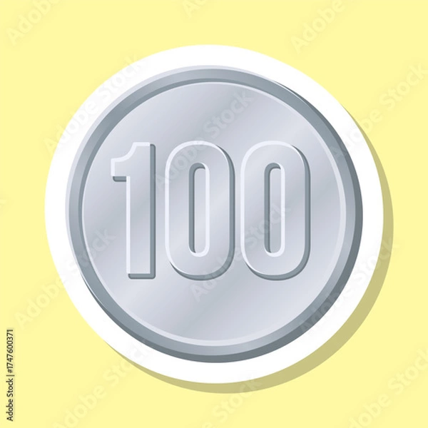 Fototapeta 100円玉 ラベル シール