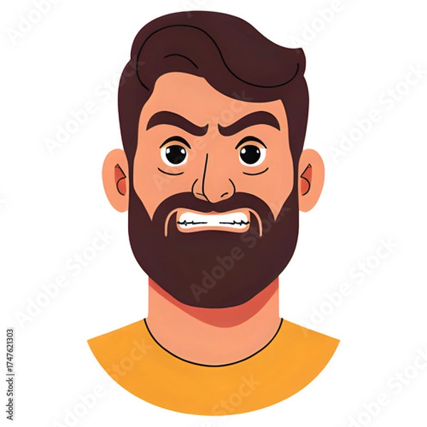 Fototapeta Illustration of a man with an angry expression on his face