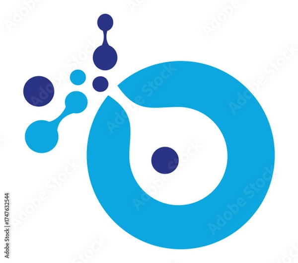 Fototapeta Letter O Design with dot shape. Perfect for technology,software, network and science brand. Vector illustration.