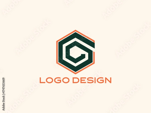 Fototapeta Elegant C Letter Logo in Minimal Orange and Green — Simple Modern Branding Symbol for Business and Corporate Use