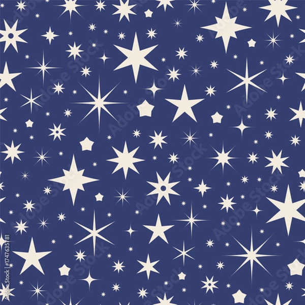 Fototapeta White Starry Night Sky Pattern