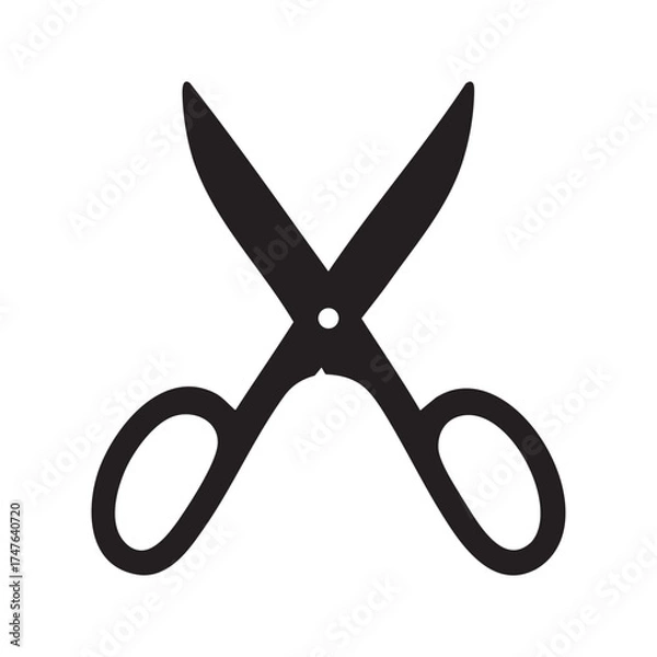 Obraz Black silhouette of open scissors crossed on a white background cutting tool